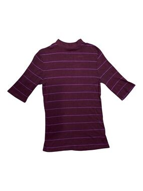 A New Day Burgundy & Purple Striped Mock Neck Top XS